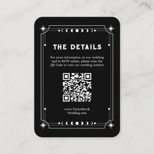 Skelet Halloween bruiloft details QR code Informatiekaartje (Voorkant)