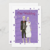 Skelet Halloween bruiloft uitnodigingen, op maat Kaart (Voorkant / Achterkant)