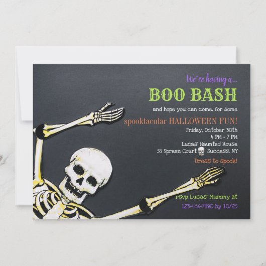 Skelet Halloween-feest uitnodiging (Voorkant)