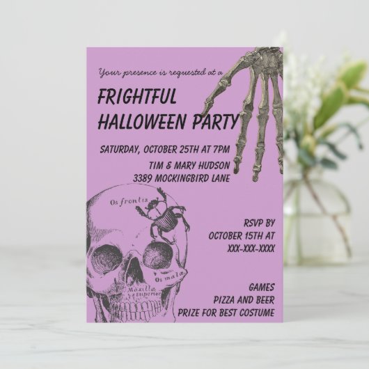 Skelet Halloween Kaart (Staand voorkant)