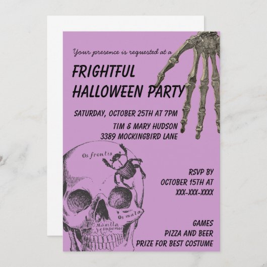 Skelet Halloween Kaart (Voorkant / Achterkant)