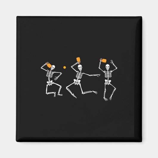 Skelet Halloween Pickleball Magneet (Voorkant)