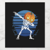 Skelet Halloween Pompoen  Retro Sunset Wijn Etiket (Enkel label)