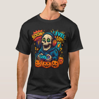 Skelet Halloween Schedel Gamer Griezelfiguur Pompo T-shirt