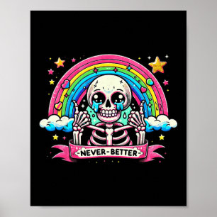 Skelet Halloween Shirten Nooit Beter Schedel Regen Poster