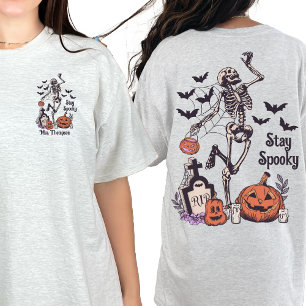 Skelet Halloween Stay Spooky Cool gepersonaliseerd T-shirt