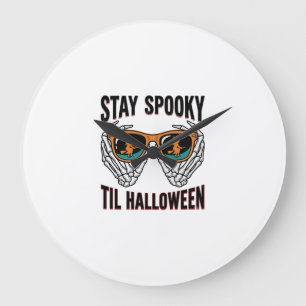 Skelet Halloween T-shirt met Heksen Zonnebril Vint Grote Klok