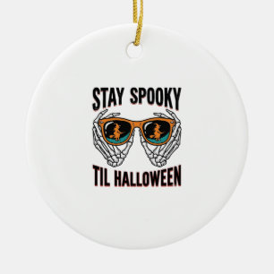 Skelet Halloween T-shirt met Heksen Zonnebril Vint Keramisch Ornament