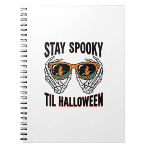 Skelet Halloween T-shirt met Heksen Zonnebril Vint Notitieboek