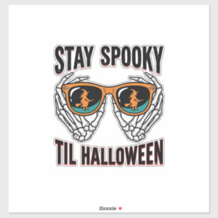 Skelet Halloween T-shirt met Heksen Zonnebril Vint Sticker