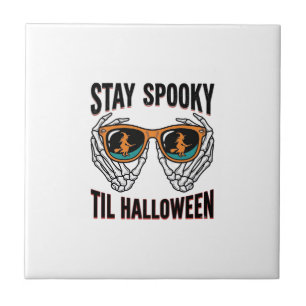 Skelet Halloween T-shirt met Heksen Zonnebril Vint Tegeltje