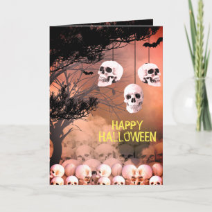 Skelet Halloweenfeest vreemde nacht Schedel Feestdagen Kaart