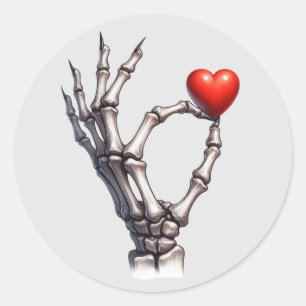 Skelet Hand Balancing Klein Hart Ronde Sticker