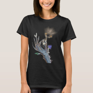 Skelet hand die magische paddestoelen vasthoudt t-shirt