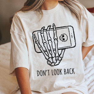 Skelet Hand die Telefoon Vasthoudt Kijk Niet Terug Tri-Blend Shirt