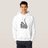 Skelet Hand Duim Omhoog Witte Hoodie (Voorkant volledig)