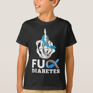 Skelet Hand FCK Diabetes Blauw Lint Awareness M T-shirt