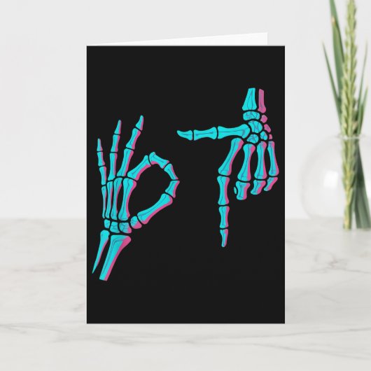 Skelet Hand Grappig Zes Zeven 6 7 Meme 67 Hallowee Kaart (Voorkant)