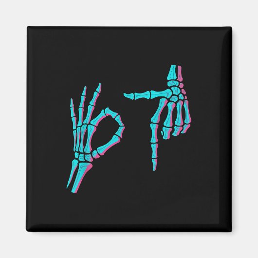 Skelet Hand Grappig Zes Zeven 6 7 Meme 67 Hallowee Magneet (Voorkant)
