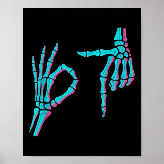 Skelet Hand Grappig Zes Zeven 6 7 Meme 67 Hallowee Poster (Voorkant)