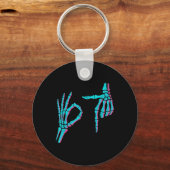 Skelet Hand Grappig Zes Zeven 6 7 Meme 67 Hallowee Sleutelhanger (Voorkant)