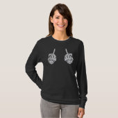 Skelet Hand Halloween Botten Middelvinger Schedel T-shirt (Voorkant volledig)