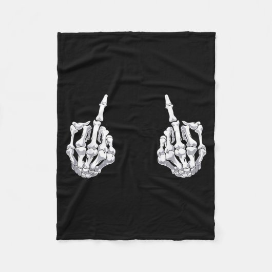 Skelet Hand Halloween Botten Middenvinger Schedel Fleece Deken (Voorkant)