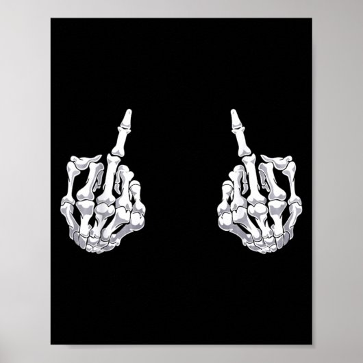 Skelet Hand Halloween Botten Middenvinger Schedel Poster (Voorkant)