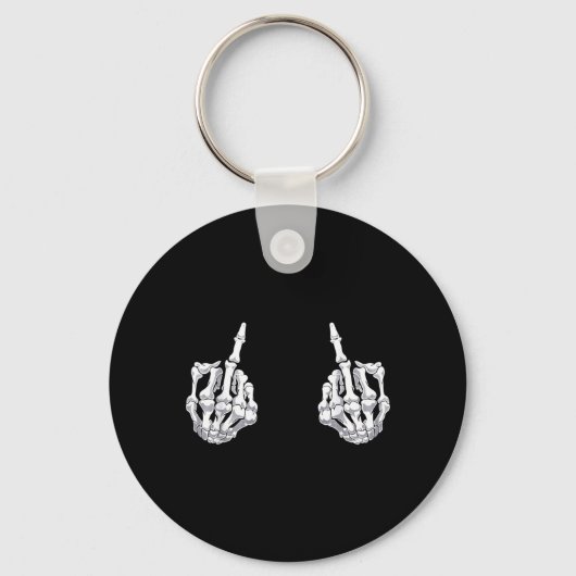 Skelet Hand Halloween Botten Middenvinger Schedel Sleutelhanger (Voorkant)