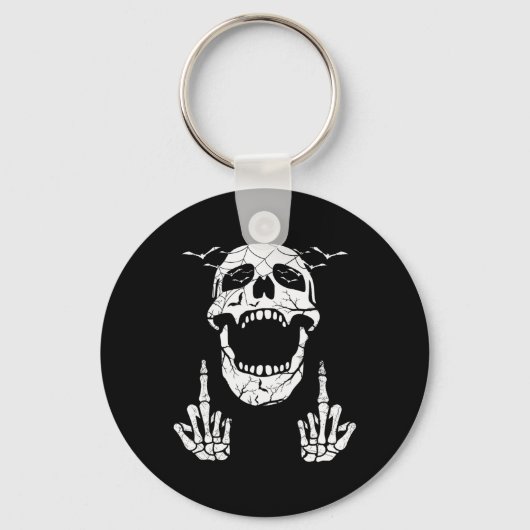 Skelet Hand Halloween Botten Middenvinger Schedel Sleutelhanger (Voorkant)
