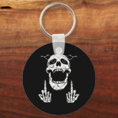 Skelet Hand Halloween Botten Middenvinger Schedel Sleutelhanger (Voorkant)