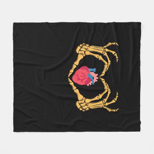 Skelet Hand Hart Anatomie Cardiac Cvicu Nurse HA Fleece Deken (Voorkant (Horizontaal))