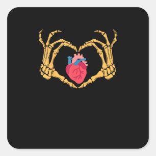 Skelet Hand Hart Anatomie Cardiac Cvicu Nurse HA Vierkante Sticker