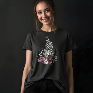 Skelet Hand Hart Bloemrijke Gotische Waterverf Bru Tri-Blend Shirt