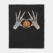 Skelet Hand Hart en Pompoen Grappige Schedel Halve Fleece Deken (Voorkant)