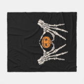 Skelet Hand Hart en Pompoen Grappige Schedel Halve Fleece Deken (Voorkant (Horizontaal))