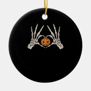 Skelet Hand Hart en Pompoen Grappige Schedel Halve Keramisch Ornament