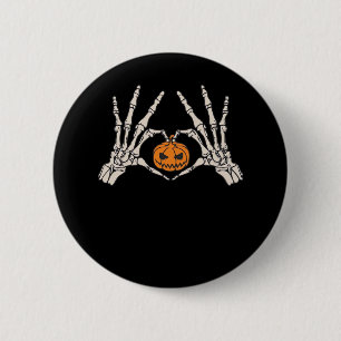 Skelet Hand Hart en Pompoen Grappige Schedel Halve Ronde Button 5,7 Cm
