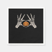 Skelet Hand Hart en Pompoen Grappige Schedel Halve Servet (Voorkant)