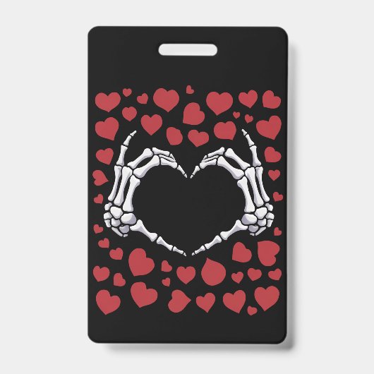 Skelet Hand Hart Grappige Botten Valentijnsdag Badge (Voorzijde)