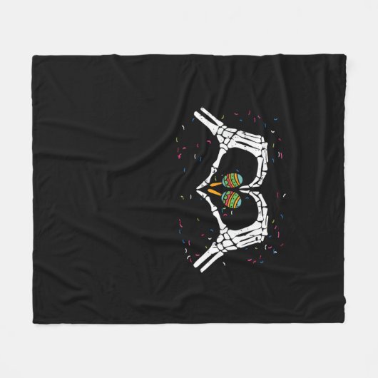 Skelet Hand Hart Maracas Cinco De Mayo Mexicaans Fleece Deken (Voorkant (Horizontaal))