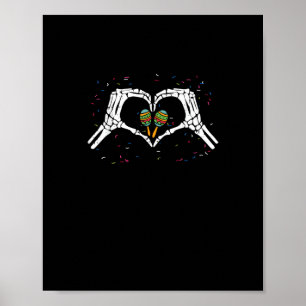 Skelet Hand Hart Maracas Cinco De Mayo Mexicaans Poster