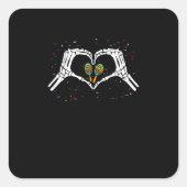 Skelet Hand Hart Maracas Cinco De Mayo Mexicaans Vierkante Sticker (Voorkant)