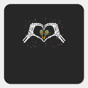 Skelet Hand Hart Maracas Cinco De Mayo Mexicaans Vierkante Sticker