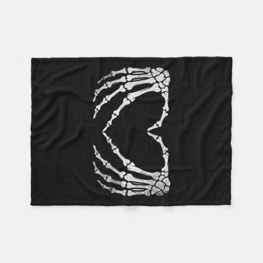 Skelet Hand Hart Teken  Halloween Kostuum Fleece Deken (Voorkant (Horizontaal))