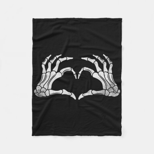 Skelet Hand Hart Teken Halloween Kostuum Fleece Deken (Voorkant)