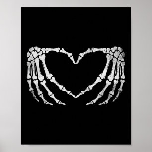 Skelet Hand Hart Teken Halloween Kostuum Poster