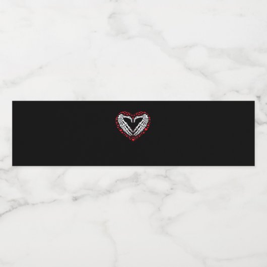 Skelet Hand Hart Valentijnsdag Funny Couple Cu Waterfles Etiket (Enkel label)