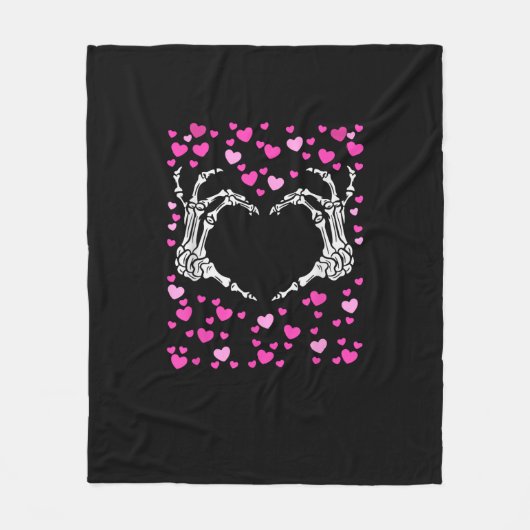 Skelet Hand Hart Valentijnsdag Funny Viral Fleece Deken (Voorkant)
