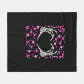 Skelet Hand Hart Valentijnsdag Funny Viral Fleece Deken (Voorkant (Horizontaal))